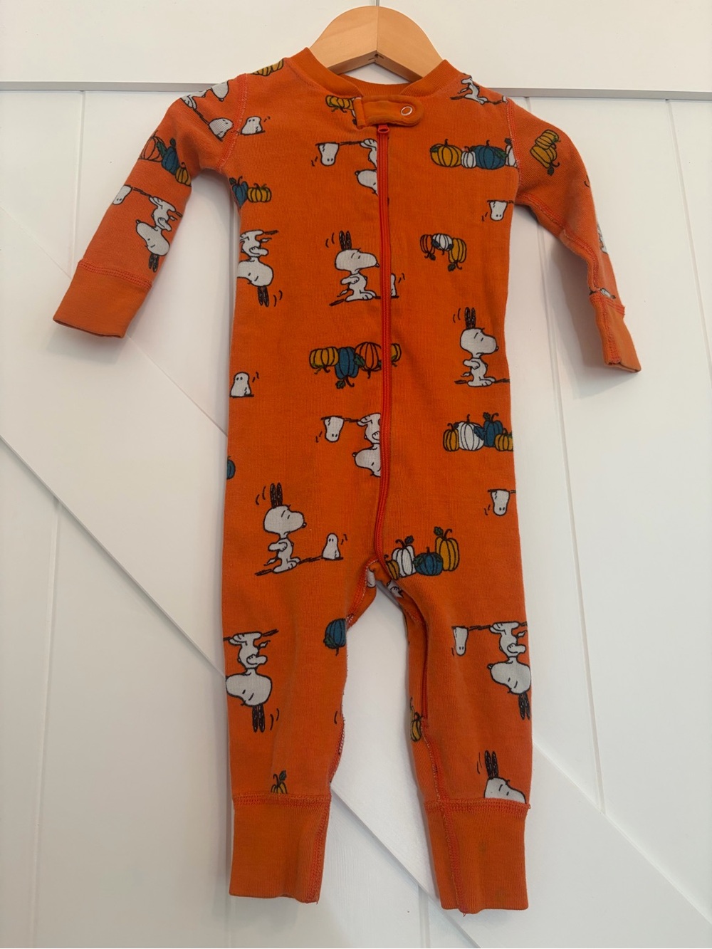 Peanuts Orange Snoopy & Pumpkins Kids One-Piece